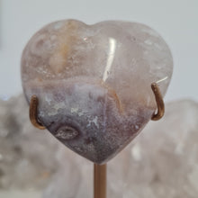 Load image into Gallery viewer, Pink Amethyst X Flower Agate Heart on Stand