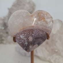 Load image into Gallery viewer, Pink Amethyst X Flower Agate Heart on Stand