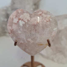 Load image into Gallery viewer, Pink Amethyst X Flower Agate Heart on Stand