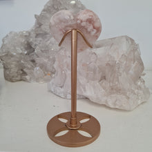 Load image into Gallery viewer, Pink Amethyst X Flower Agate Heart on Stand