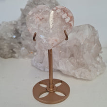 Load image into Gallery viewer, Pink Amethyst X Flower Agate Heart on Stand