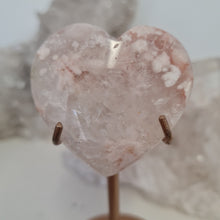Load image into Gallery viewer, Pink Amethyst X Flower Agate Heart on Stand