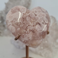 Load image into Gallery viewer, Pink Amethyst X Flower Agate Heart on Stand