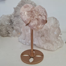 Load image into Gallery viewer, Pink Amethyst X Flower Agate Heart on Stand