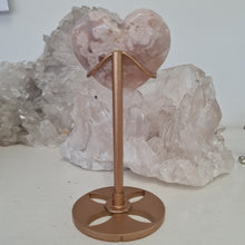 Load image into Gallery viewer, Pink Amethyst X Flower Agate Heart on Stand