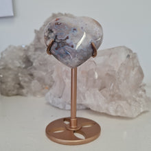 Load image into Gallery viewer, Pink Amethyst X Flower Agate Heart on Stand