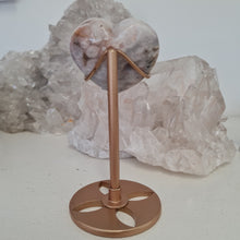 Load image into Gallery viewer, Pink Amethyst X Flower Agate Heart on Stand
