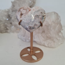 Load image into Gallery viewer, Pink Amethyst X Flower Agate Heart on Stand