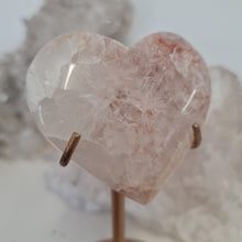 Load image into Gallery viewer, Pink Amethyst X Flower Agate Heart on Stand