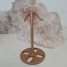 Load image into Gallery viewer, Pink Amethyst X Flower Agate Heart on Stand