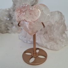 Load image into Gallery viewer, Pink Amethyst X Flower Agate Heart on Stand