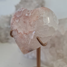 Load image into Gallery viewer, Pink Amethyst X Flower Agate Heart on Stand