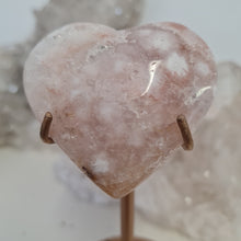 Load image into Gallery viewer, Pink Amethyst X Flower Agate Heart on Stand