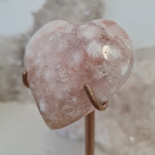 Load image into Gallery viewer, Pink Amethyst X Flower Agate Heart on Stand