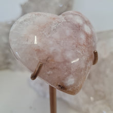Load image into Gallery viewer, Pink Amethyst X Flower Agate Heart on Stand