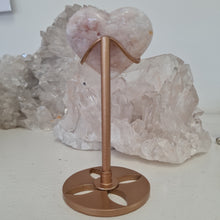 Load image into Gallery viewer, Pink Amethyst X Flower Agate Heart on Stand