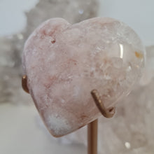 Load image into Gallery viewer, Pink Amethyst X Flower Agate Heart on Stand
