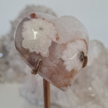 Load image into Gallery viewer, Pink Amethyst X Flower Agate Heart on Stand
