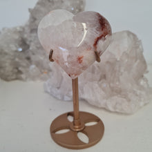 Load image into Gallery viewer, Pink Amethyst X Flower Agate Heart on Stand