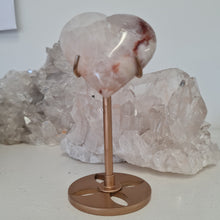 Load image into Gallery viewer, Pink Amethyst X Flower Agate Heart on Stand