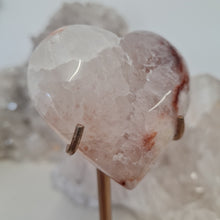 Load image into Gallery viewer, Pink Amethyst X Flower Agate Heart on Stand