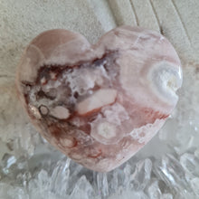 Load image into Gallery viewer, Pink Amethyst X Flower Agate Heart