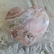 Load image into Gallery viewer, Pink Amethyst X Flower Agate Heart