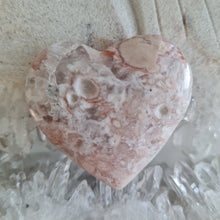 Load image into Gallery viewer, Pink Amethyst X Flower Agate Heart
