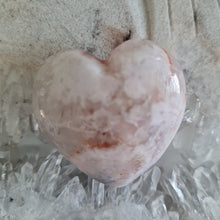 Load image into Gallery viewer, Pink Amethyst X Flower Agate Heart