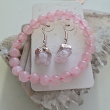 Load image into Gallery viewer, Rose Quartz Bracelet and Ear-rings Set