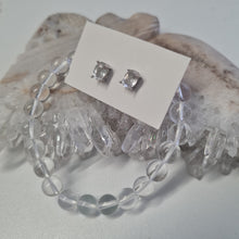 Load image into Gallery viewer, Clear Quartz Bracelet and Stud Ear-ring Set