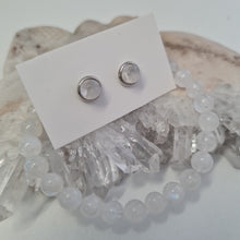 Load image into Gallery viewer, Moonstone Bracelet and Stud Ear-ring Set