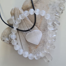 Load image into Gallery viewer, Selenite Bracelet and Heart Necklace Boxset
