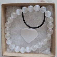 Load image into Gallery viewer, Selenite Bracelet and Heart Necklace Boxset