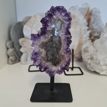 Load image into Gallery viewer, Amethyst Stalactite Slice with stand