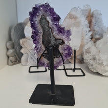Load image into Gallery viewer, Amethyst Stalactite Slice with stand