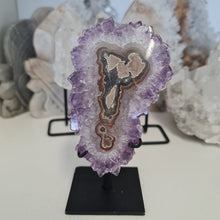 Load image into Gallery viewer, Amethyst Stalactite Slice with stand
