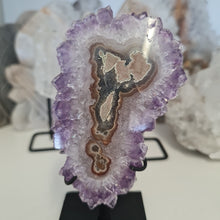 Load image into Gallery viewer, Amethyst Stalactite Slice with stand