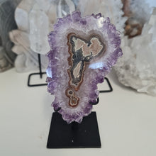 Load image into Gallery viewer, Amethyst Stalactite Slice with stand