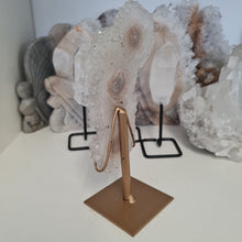 Load image into Gallery viewer, White Agate Stalactite Slice with stand
