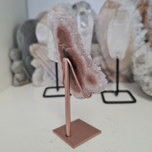 Load image into Gallery viewer, White Agate Stalactite Slice with stand