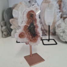 Load image into Gallery viewer, White Agate Stalactite Slice with stand