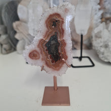 Load image into Gallery viewer, White Agate Stalactite Slice with stand