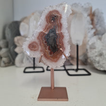 Load image into Gallery viewer, White Agate Stalactite Slice with stand
