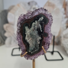 Load image into Gallery viewer, Amethyst Stalactite Slice with stand