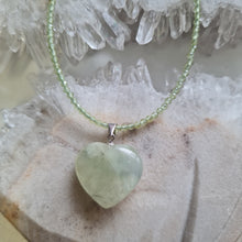 Load image into Gallery viewer, Prehnite Heart Bead Necklace