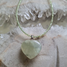 Load image into Gallery viewer, Prehnite Heart Bead Necklace