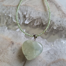 Load image into Gallery viewer, Prehnite Heart Bead Necklace
