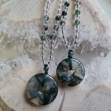 Load image into Gallery viewer, Moss Agate Pi, Donut Bead Necklace