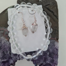 Load image into Gallery viewer, Clear Quartz Bracelet and Dangle Ear-ring Set